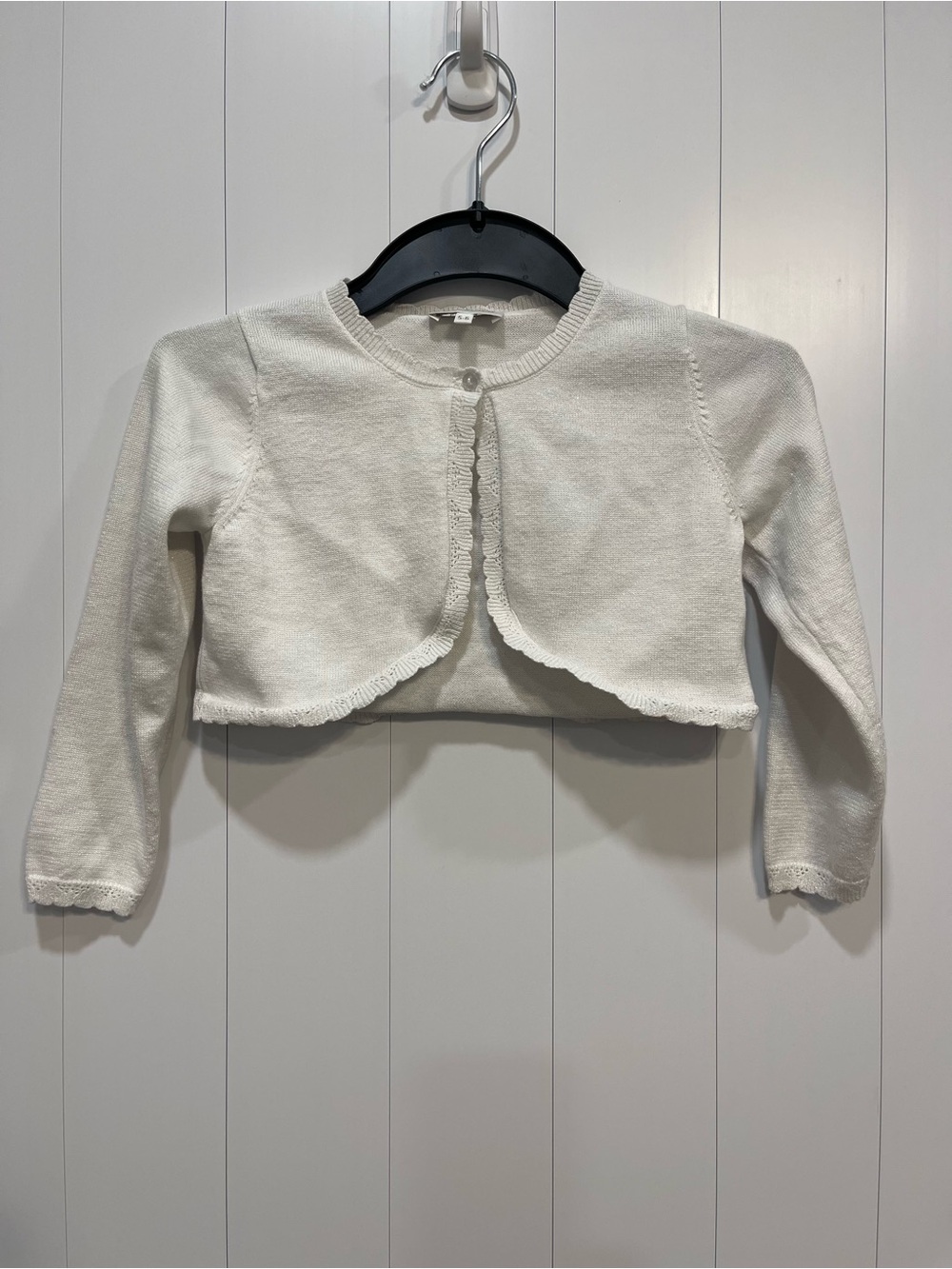Girls off white Cropped Cardigan with Scalloped Edge 5/6 special occasions